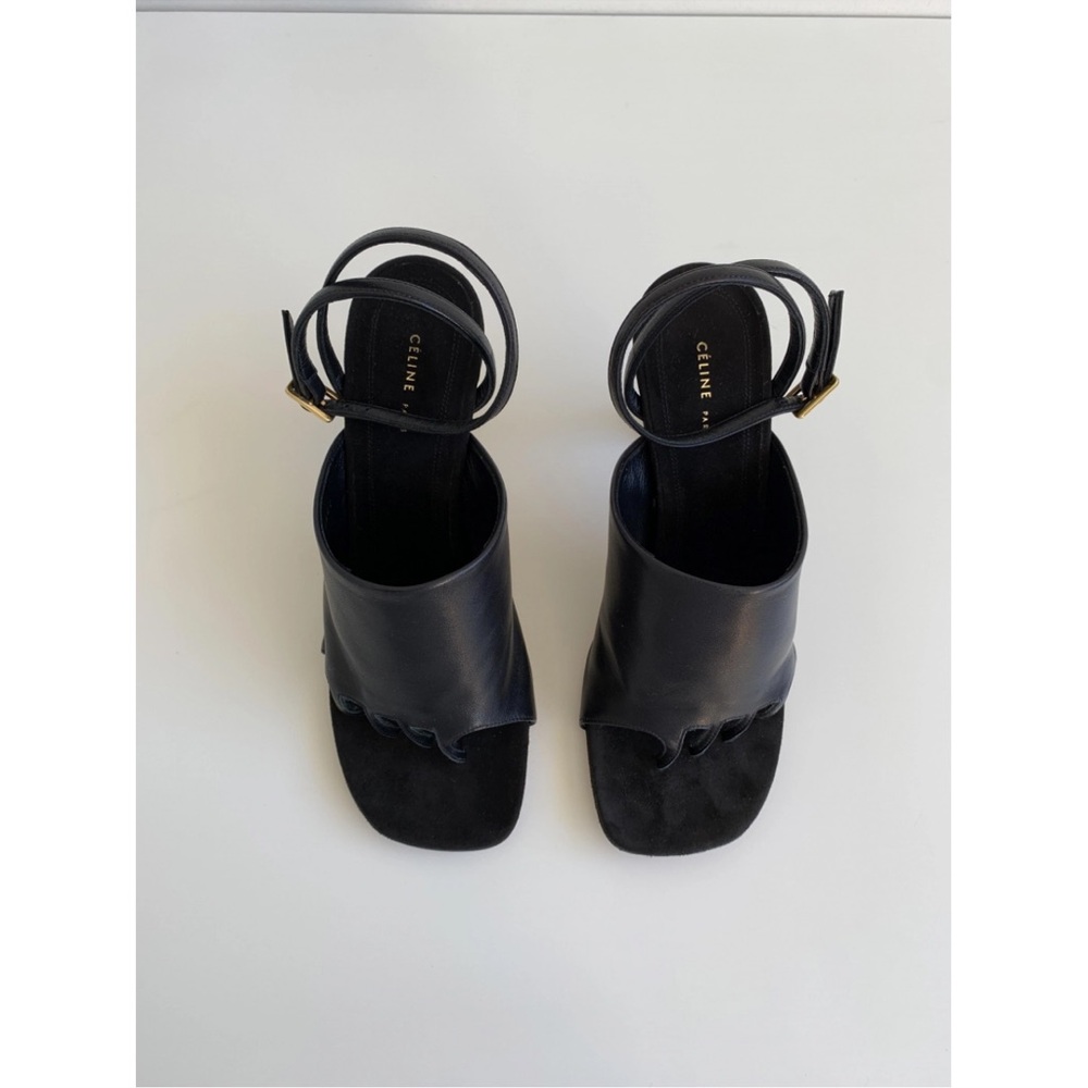 Old Celine Women's Black Leather Sandals 36